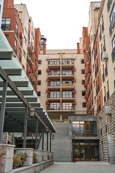 Exterior of a modern residential complex in Tbilisi.