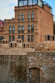 Popular city landmark in Tbilisi. Ancient underground complex of sulfur baths.