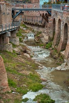 An old river channel with a small mountain river.