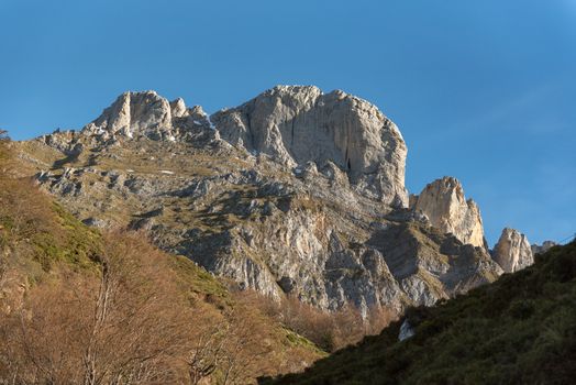 Picos de Europa mountains next to Fuente De village Cantabria Spain