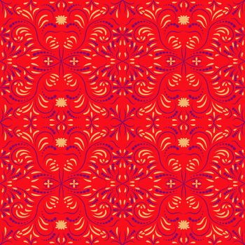 Floral damask pattern with abstract flowers Ethnic endless background with ornamental decorative elements with traditional  motives  tribal geometric figures