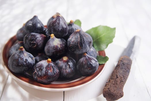 Presentation of collection of figs blacks, typical summer fruit