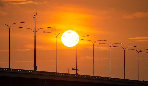 Sun go down at Penang second bridge.