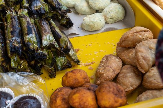 Malays cake sell in morning market. Malaysia food.