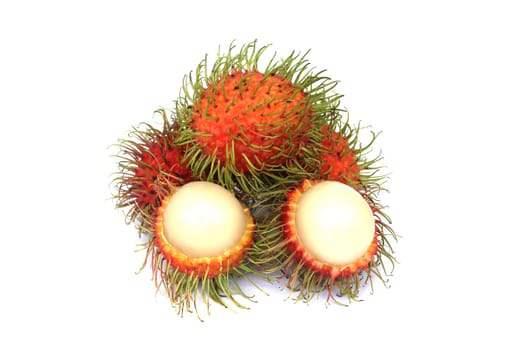 Rambutan, a popular fruit in Thailand, has a sweet taste, isolated on a white background.