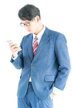 Young asian business men portrait in suit over white background