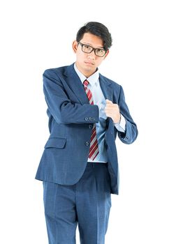 Young business men portrait in suit over white background