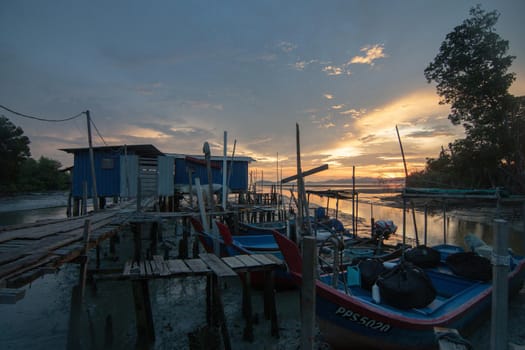 Bukit Mertajam, Penang/Malaysia - Apr 12 2017: A house at the fishing village beside mangrove tree.