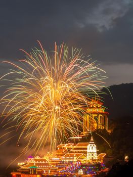 Georgetown, Penang/Malaysia - Jan 19 2020: Firework show at Kek Lok Si Temple.