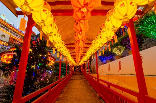 Georgetown, Penang/Malaysia - Feb 20 2020: Lantern in row at Kek Lok Si