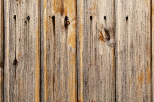 Old textures wooden peeled board with rusty nails