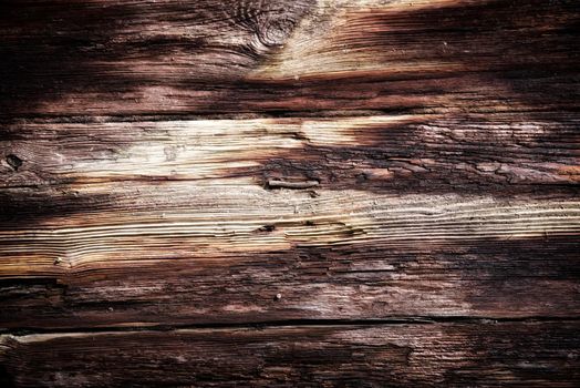 Old textures wooden peeled board with rusty nails