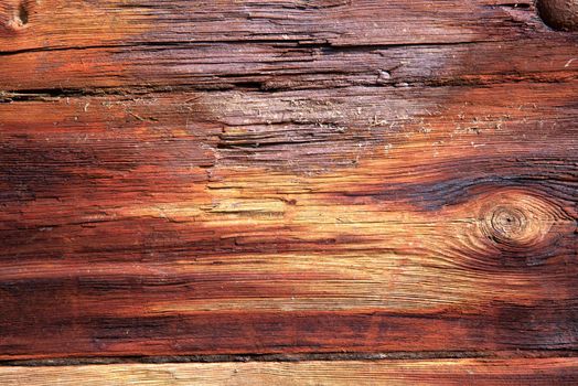 Old textures wooden peeled board with rusty nails