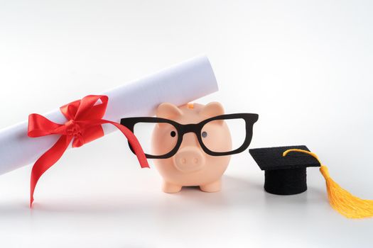 Design concept of new fresh graduate trying to find a job and learning to earnig and saving money.