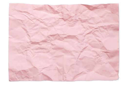 Pink color blank 4A crumpled paper isolated on white background.