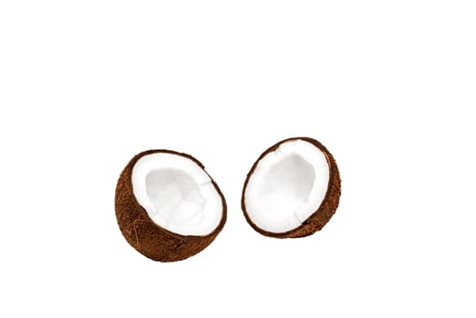 Half of coconuts clear isolated on white background