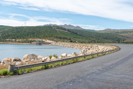Road R43 crossing the Theewaterskloof dam wall near Villiersdorp in the Western Cape Province