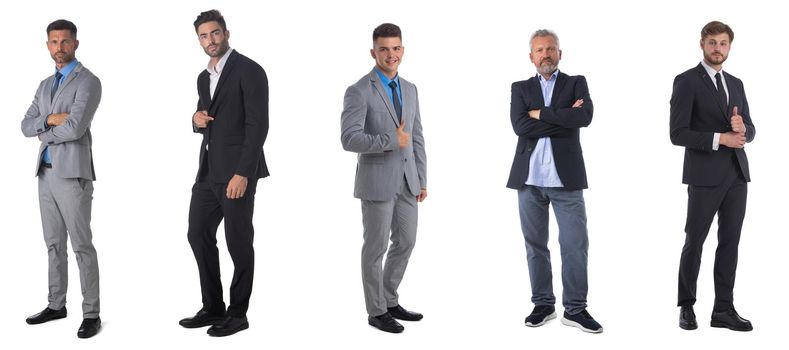 Set of full length business men portraits isolated on white background