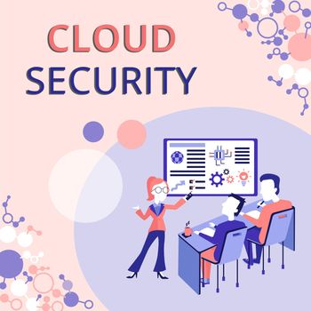 Sign displaying Cloud Security, Internet Concept Imposing a secured system of existing data in the Internet Presenting Project Report Concept, Reporting Business Status