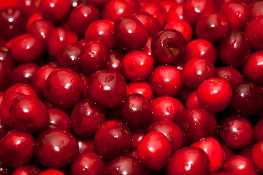 Close up of cherries. Full frame of Red cherries.