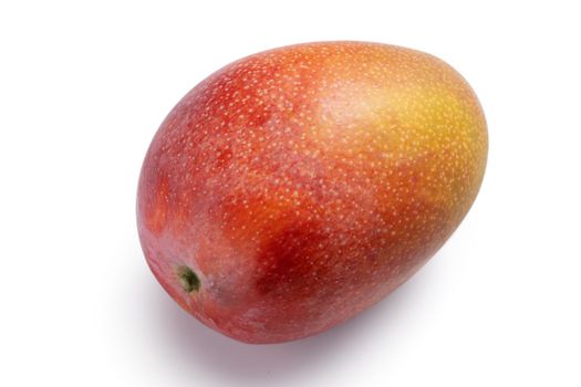 Close up of beautiful delicious ripe mango isolated on white table background, clipping path cut out.