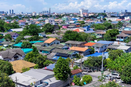 Colorful roof of urban and cloudy sky in cityscape