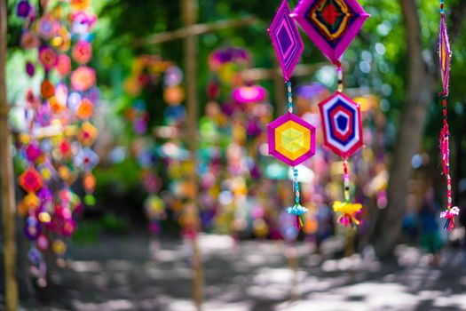 colorful tung flag from traditional way of life in Thailand