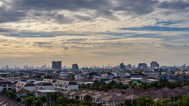 Cityscape of beautiful urban and cloudy sky in the evening