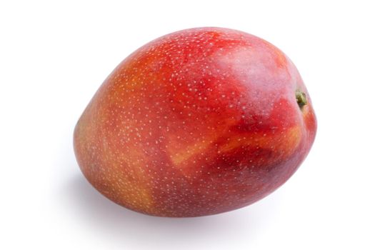 Close up of beautiful delicious ripe mango isolated on white table background, clipping path cut out.