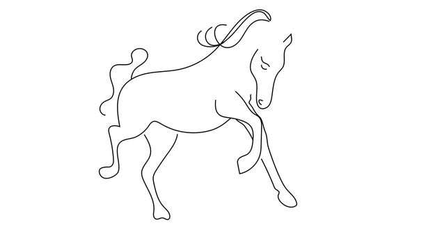 3d illustration - contour drawing horse   on white background