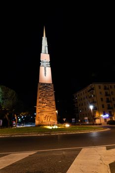 terni,italy june 30 2021:Terni rotunda with the monument of Arnaldo pomodoro at night