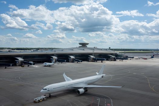 July 2, 2019, Moscow, Russia. Airplane Airbus A330-300 I-Fly airline at Vnukovo airport in Moscow.