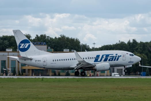 July 2, 2019, Moscow, Russia. Airplane Boeing 737-500 UTair Aviation Airlines at Vnukovo airport in Moscow.