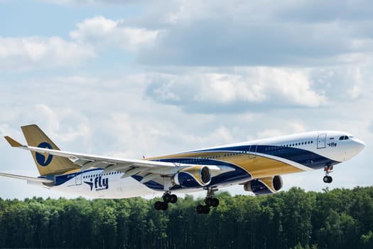 July 2, 2019, Moscow, Russia. Airplane Airbus A330-300 I Fly Airlines at Vnukovo airport in Moscow.