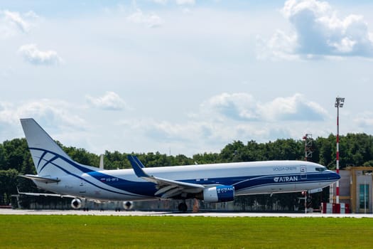July 2, 2019, Moscow, Russia. Airplane Boeing 737-800F ATRAN - Aviatrans Cargo Airlines at Vnukovo airport in Moscow.