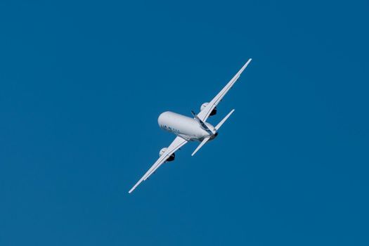 August 30, 2019. Zhukovsky, Russia. Promising Russian medium-range narrow-body passenger aircraft Irkut MC-21 at the International Aviation and Space Salon MAKS 2019.