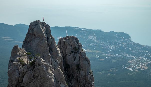 Flag on top of Mount Ai-Petri in Crimea.