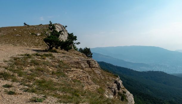 Mountain landscape on the plateau of the Yalta Yayla near the Ai-Petri peak.