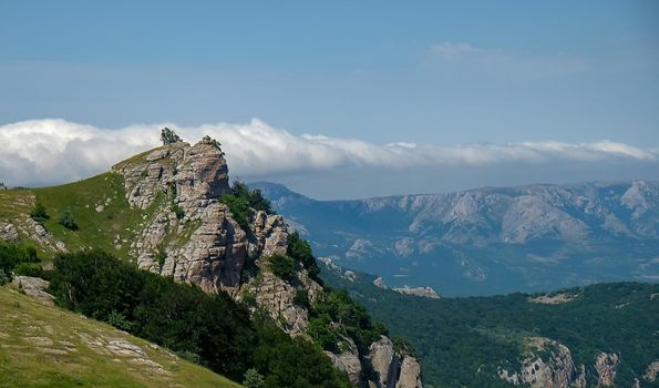 Rocks of the Demerdzhi mountain range in the Crimea.