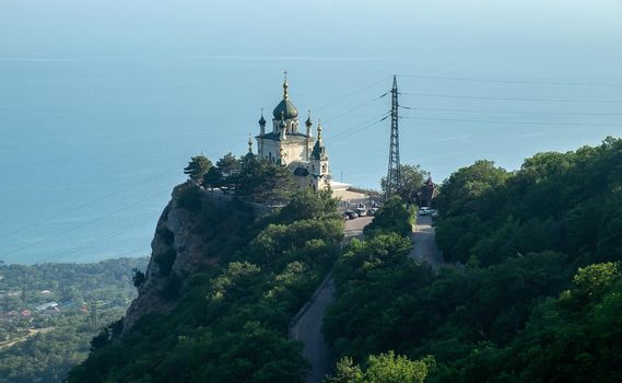 Church of the Resurrection of Christ on the edge of a cliff in the village of Foros in Crimea.