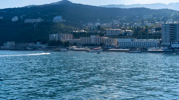 Seascape with a view of the coastline of Yalta, Crimea