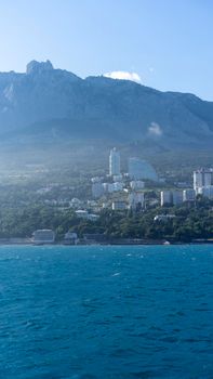 Seascape with a view of the coastline of Yalta, Crimea