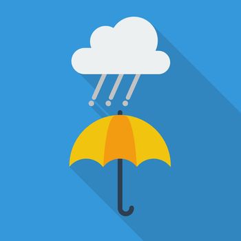 Weather Flat Icon With Long Shadow. Rainy and umbrella