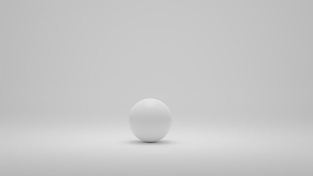 White lonely sphere on white background. 3D Illustration