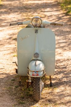 terni ,italy JULY 02 2021 :front light vespa 50 special vintage piaggio