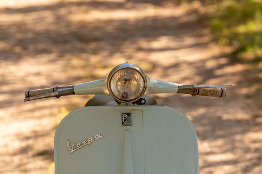 terni ,italy JULY 02 2021 :front light vespa 50 special vintage piaggio