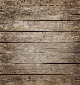 Square old brown vintage rustic aged wooden panel background with horizontal planks