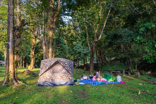 Family Camping in nature park