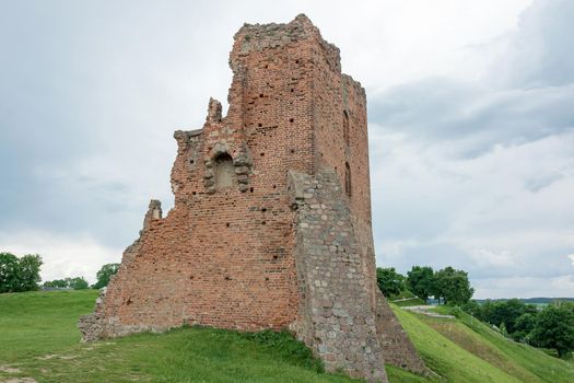 Remains of the ruins of an old fortress (Novogrudok, Belarus). Stock photography.