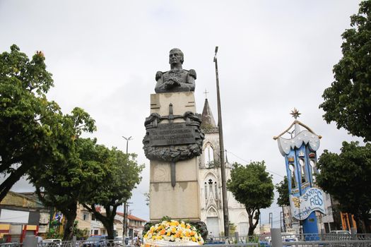 salvador, bahia, brazil - july 2, 2021: statue of General Pierre Labatut, or Pedro Labatut, seen in the city of Salvador. He organized the so-called Pacifying Army during Bahia's independence.